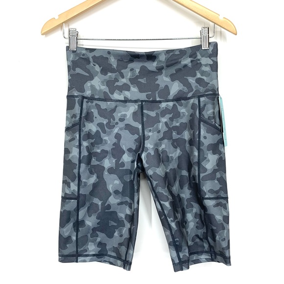 Ideology Camo Print Athletic Bike Shorts In Stadium Gray Nwt Size Small - Picture 2 of 14